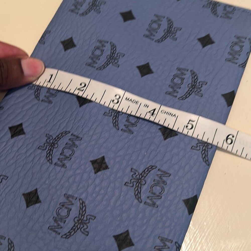 MCM Foldover Flap Envelope Clutch Blue Black Logo Monogram Print Pouch Bag NEW - Picture 7 of 8